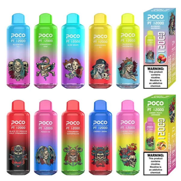 Disposable Vape Poco Pt 12000 Puffs Electronic Cigarette Vape Pen Rechargeable 10